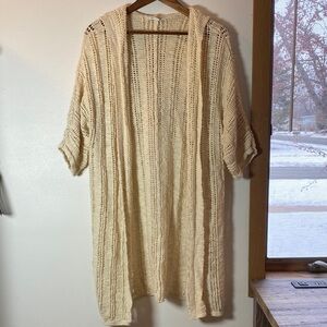 American Eagle Outfitters Beige Open-Knit Cardigan